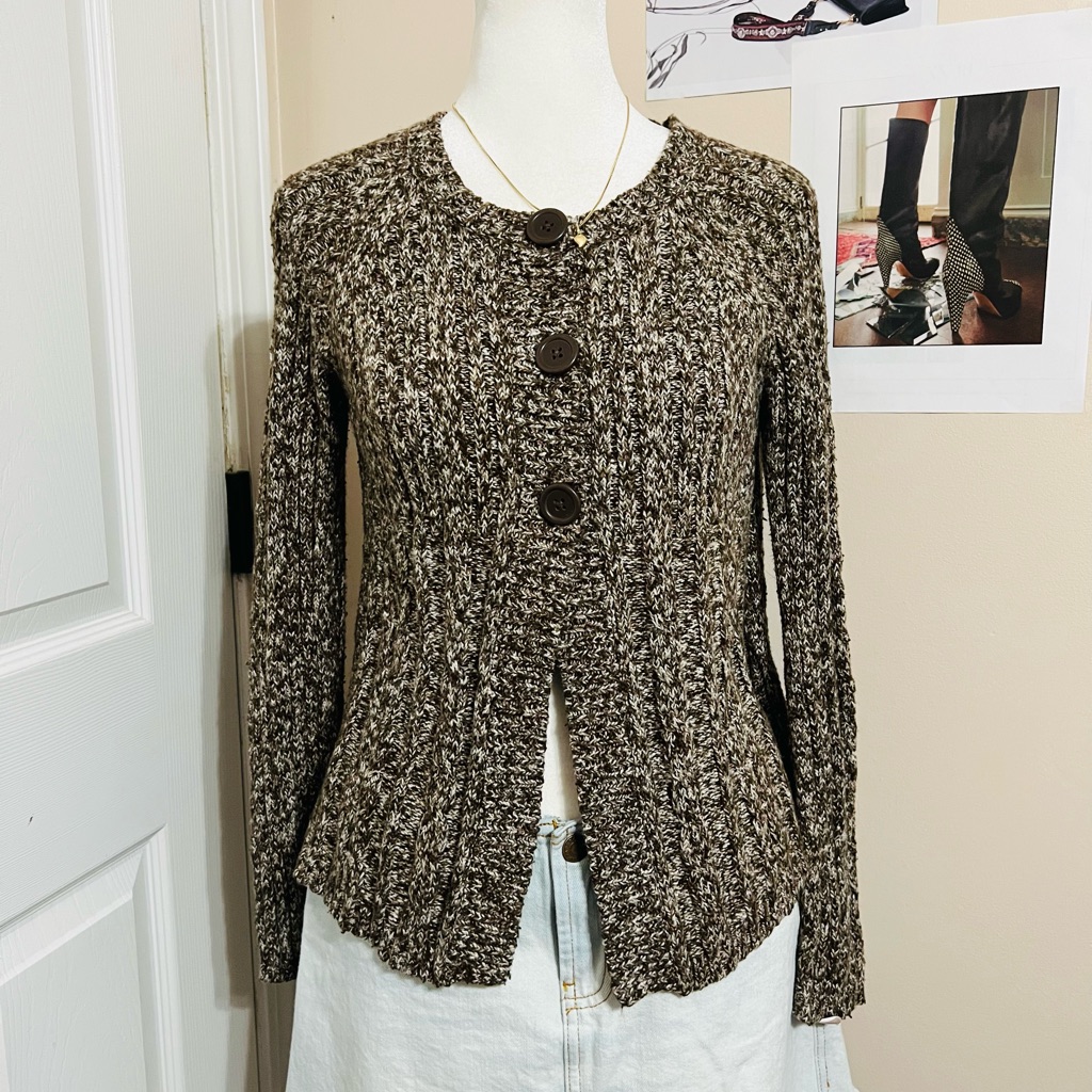 Y2k Brown Babydoll Knit Cardigan